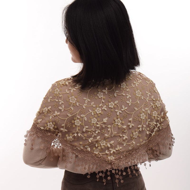 BLESSUME Medieval Headscarf Wimples Women Triangle Veil Classic Mantilla Soft Lace Chapel Veil - Image 5